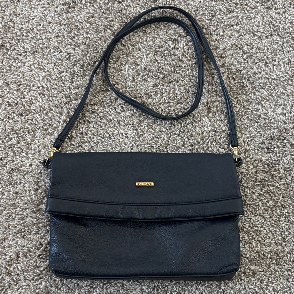 Women’s Genuine Leather Navy Dark Blue Crossbody Bag Purse